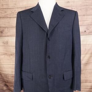 Canali Blazer Mens 42R 44R 54 Navy 100% Wool Made In Italy Micro Check Jacket